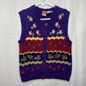 MCKIDS Vintage Knit Embroidered Sweater Vest Girls Size 5